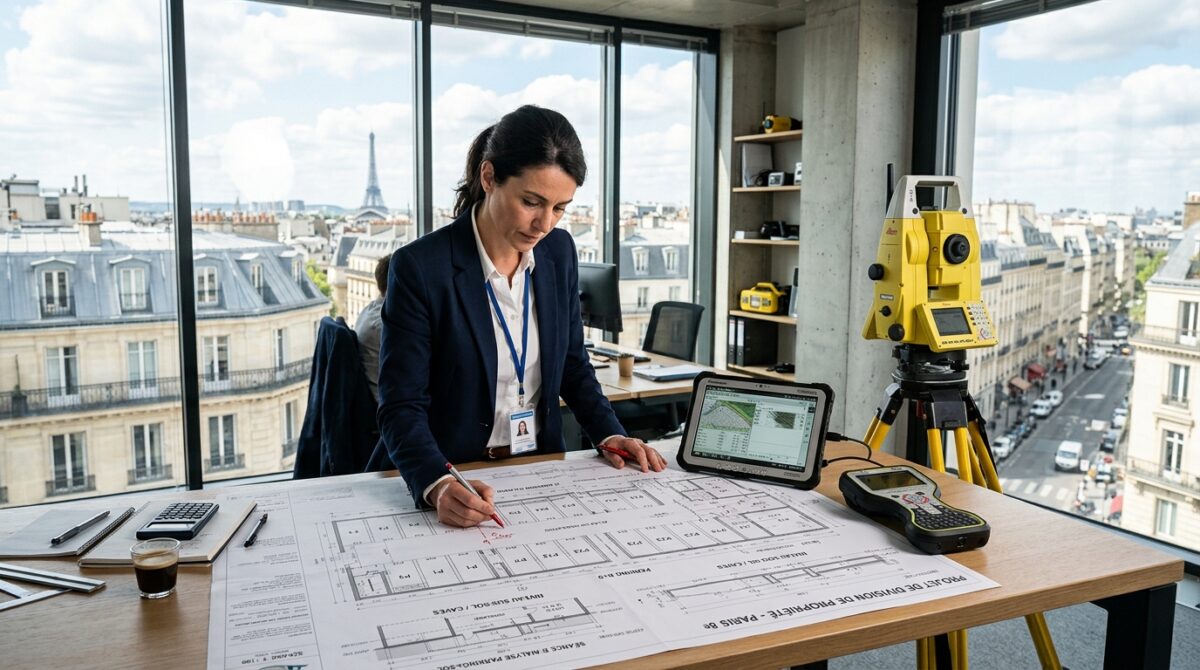 Cabinet de géomètre avec vue sur Paris